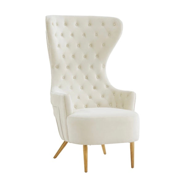 Banu Cream Velvet Wingback Chair - Luxury Living Collection