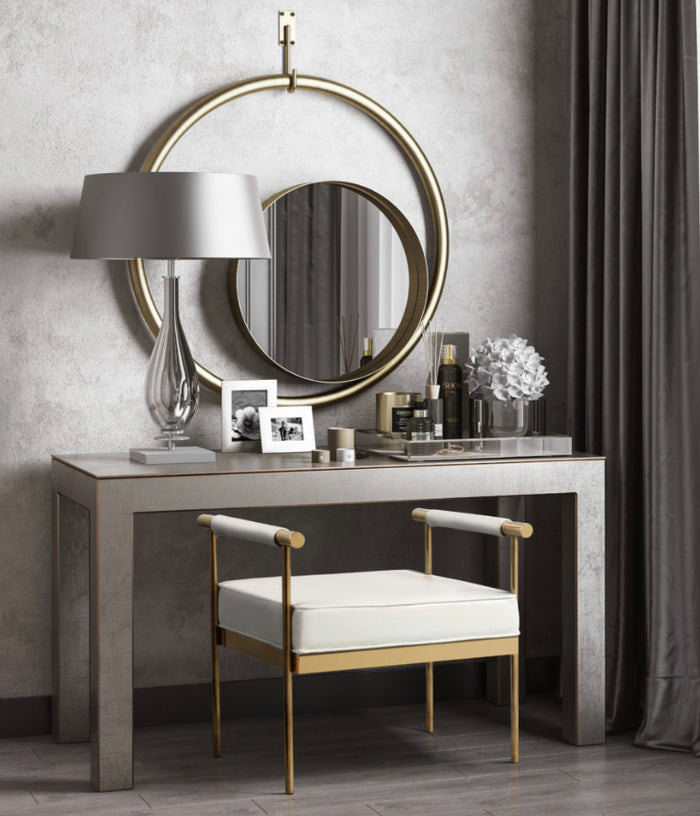 Malakeh White Vegan Leather Bench - Luxury Living Collection