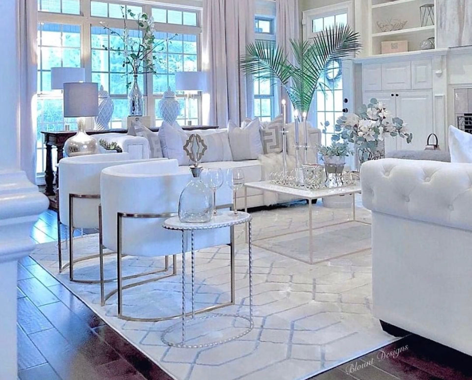 Jules Cream Velvet With Silver Frame Chair - Luxury Living Collection