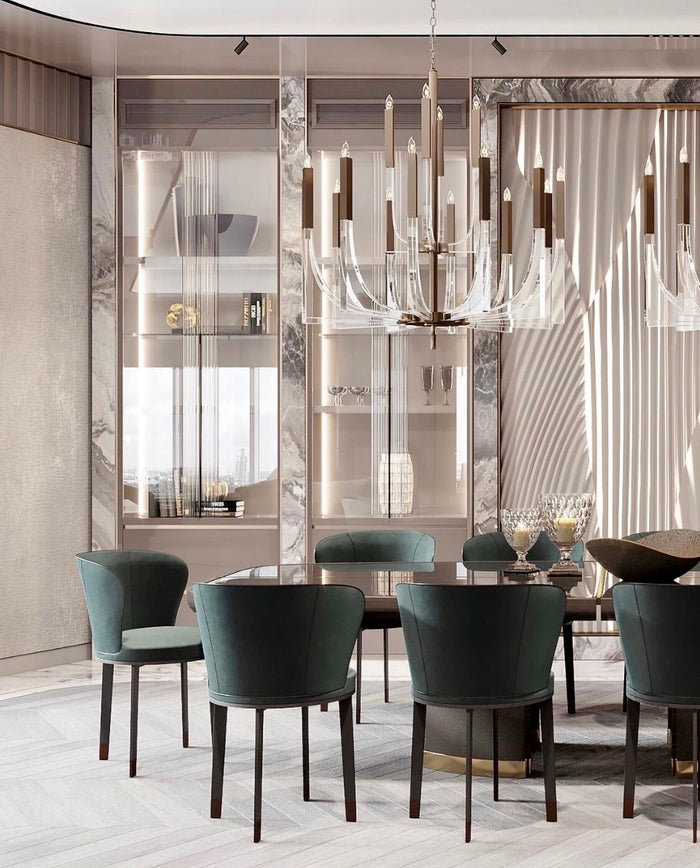 Hape Acrylic and Brass Ten-Light Chandelier - Luxury Living Collection
