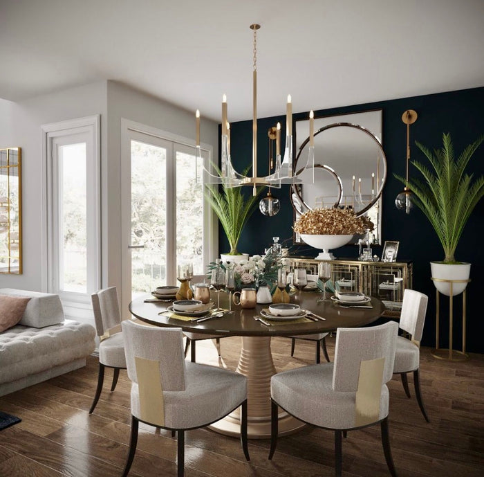 Hape Acrylic and Brass Six-Light Chandelier - Luxury Living Collection