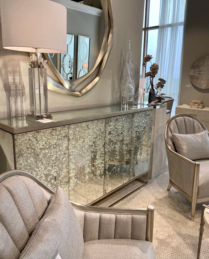 Waterfall Champagne Silver Mirror - Luxury Living Collection