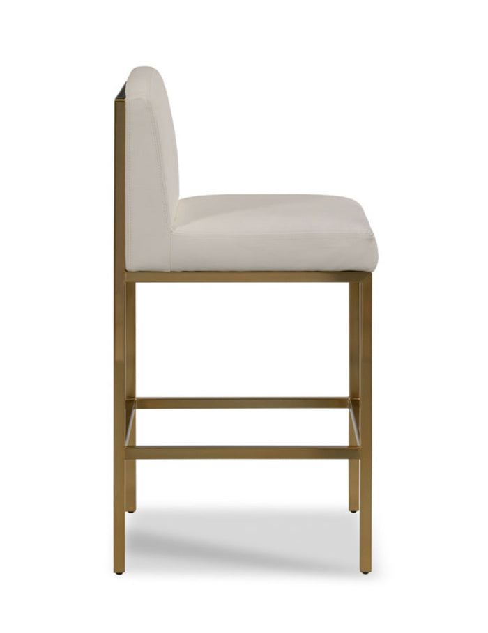 Anushka White & Satin Brass Bar Stool