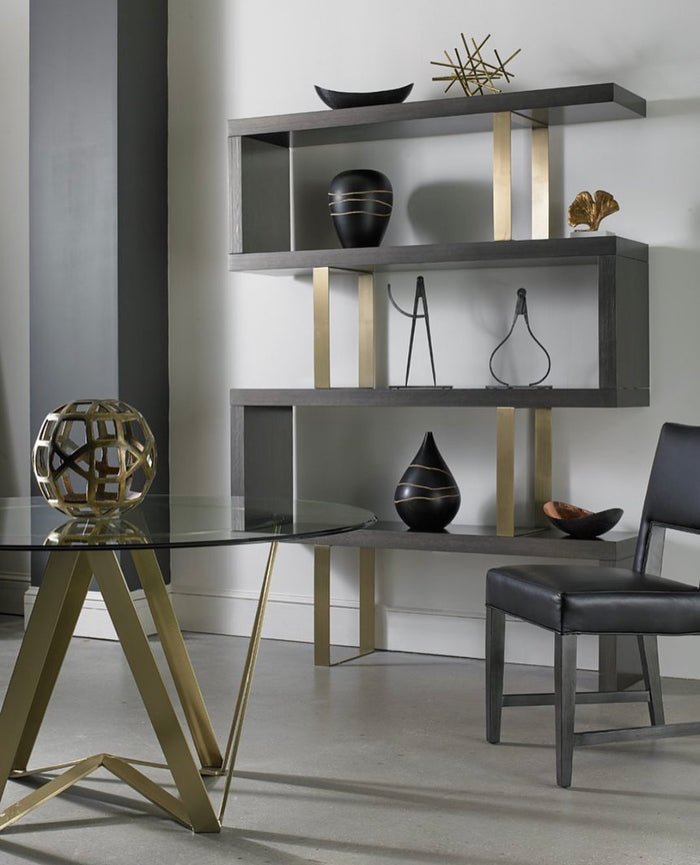 Elexis Modern Grey & Gold Bookcase