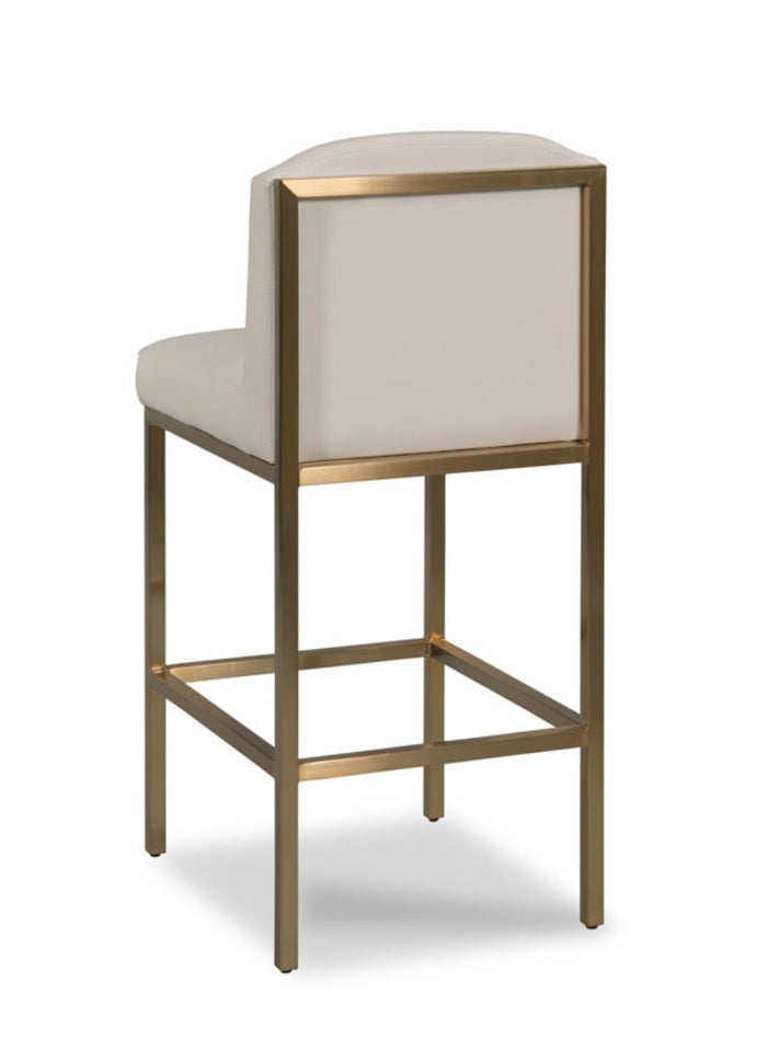 Anushka White & Satin Brass Counter Stool