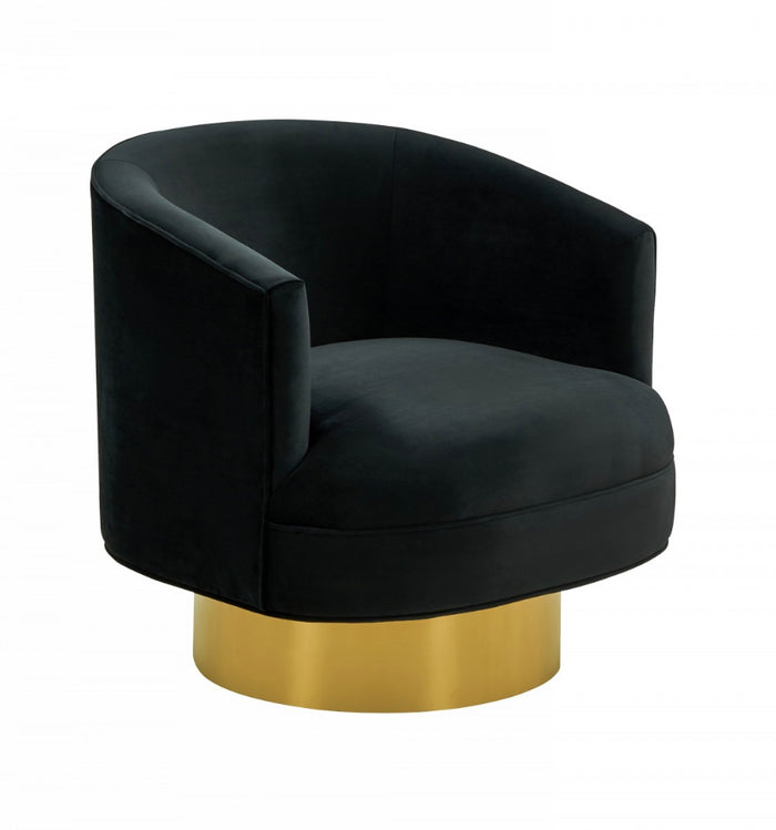 Bergen Modern Black Fabric with Brushed Gold Accent Chair