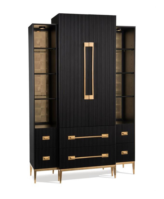 Voguel Satin Black & Gold Cabinet - Luxury Living Collection