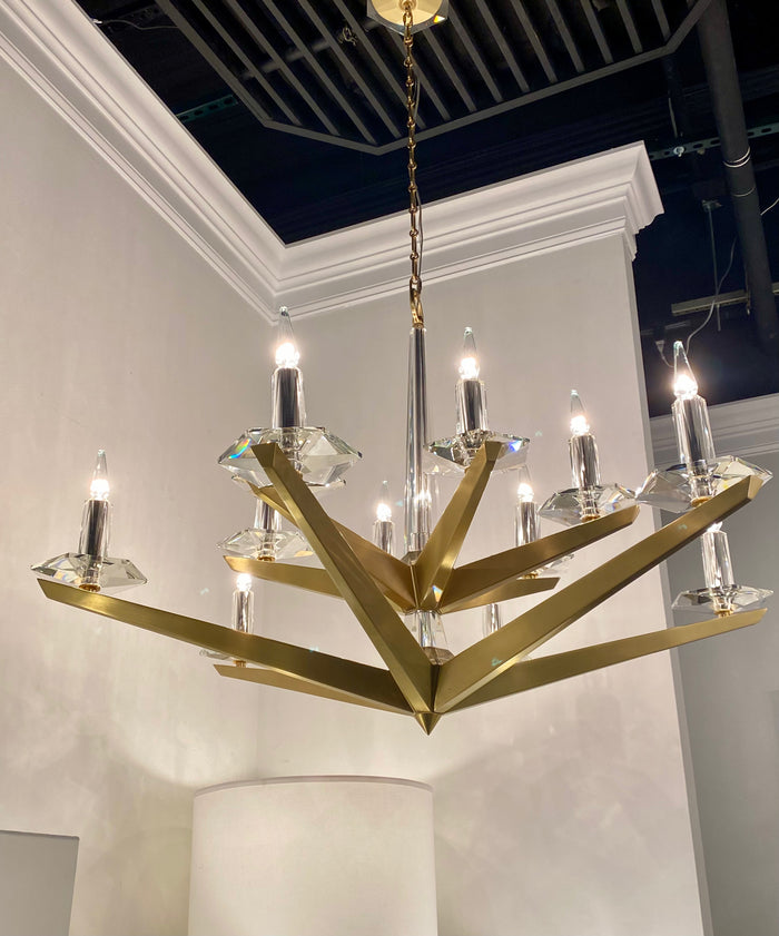 Abbey Crystal & Brass Twelve-Light Chandelier - Luxury Living Collection