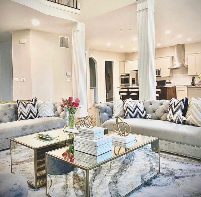 Opal Grey Velvet Sofa - Luxury Living Collection