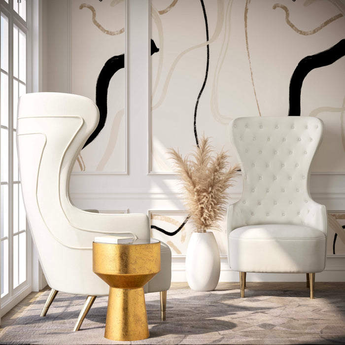 Banu Cream Velvet Wingback Chair - Luxury Living Collection