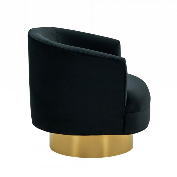 Bergen Modern Black Fabric with Brushed Gold Accent Chair