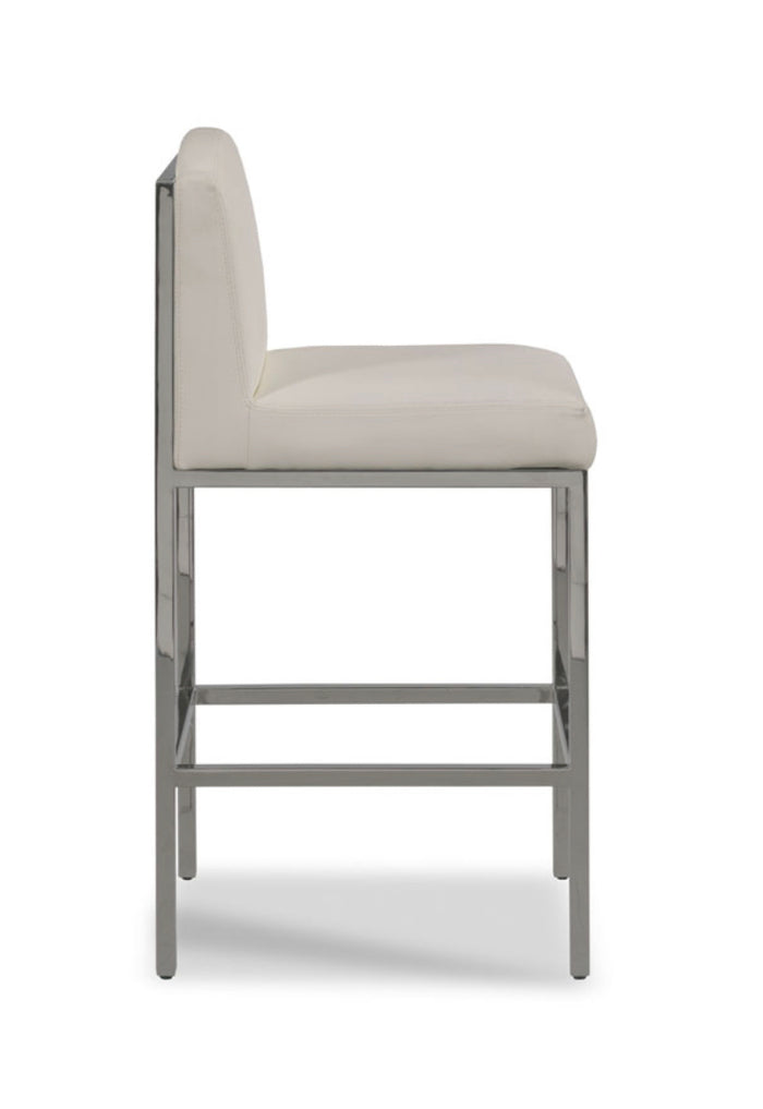 Anushka White & Polished Nickel Bar Stool