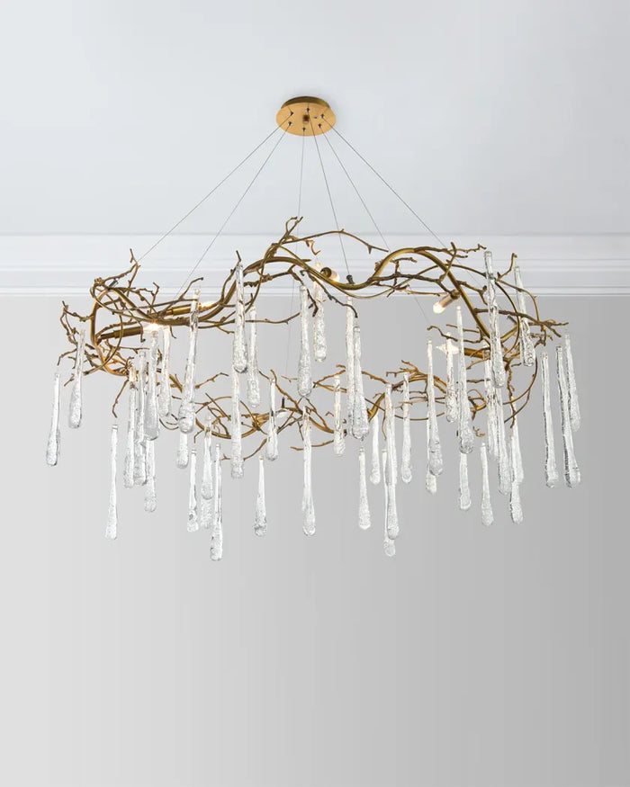 Ashby Brass and Glass Teardrop Eight-Light Chandelier - Luxury Living Collection