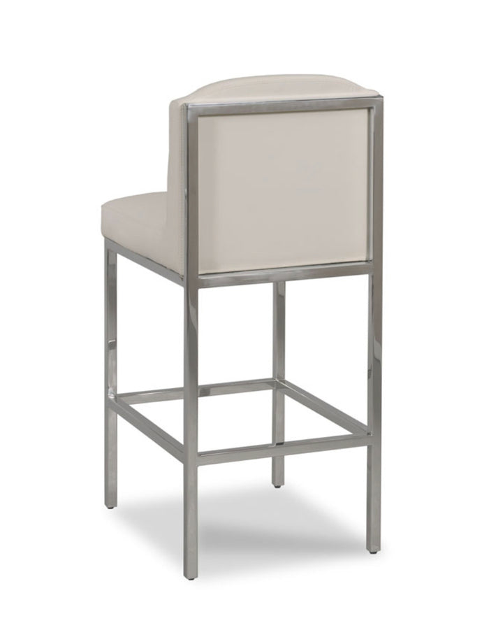 Anushka White & Polished Nickel Bar Stool