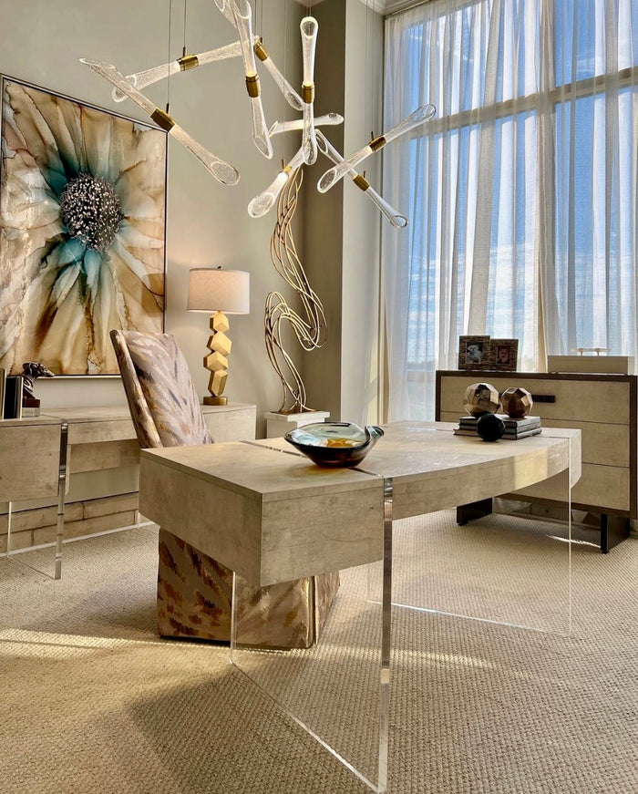 Lotus Side Drawer Curved Desk - Luxury Living Collection