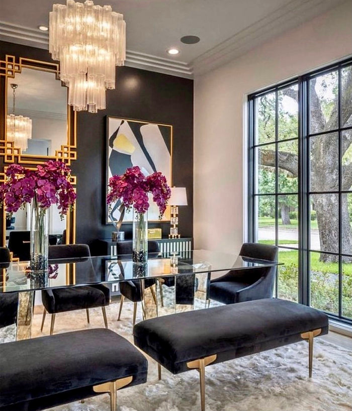 Kaya 53" Black Velvet Bench - Luxury Living Collection
