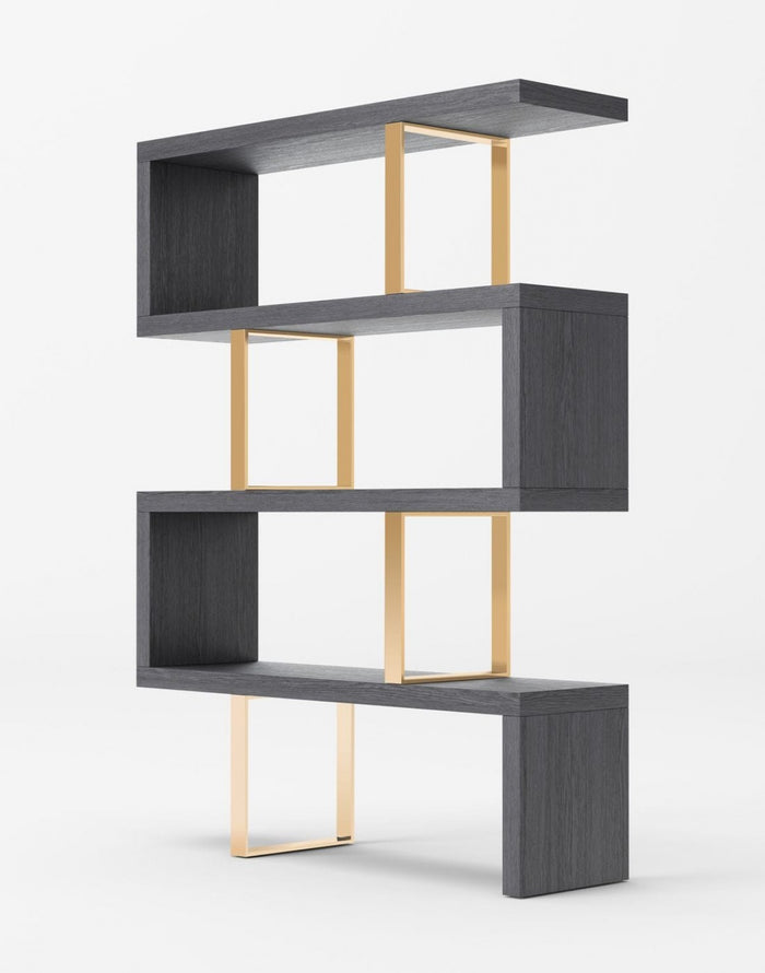 Elexis Modern Grey & Gold Bookcase