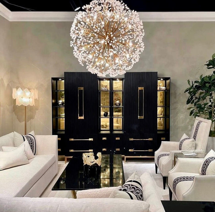 Voguel Satin Black & Gold Cabinet - Luxury Living Collection