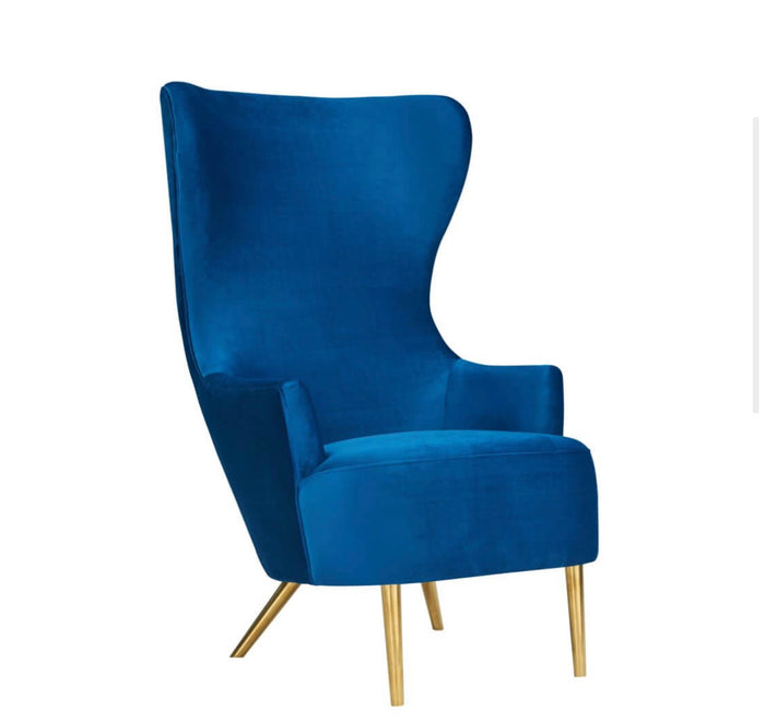 Versailles Blue Velvet Wingback Chair - Luxury Living Collection