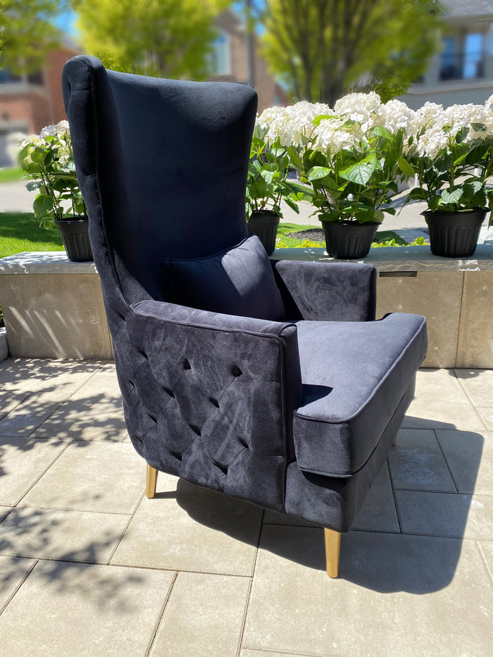 Rolf Black Tall Tufted Back Chair - Luxury Living Collection
