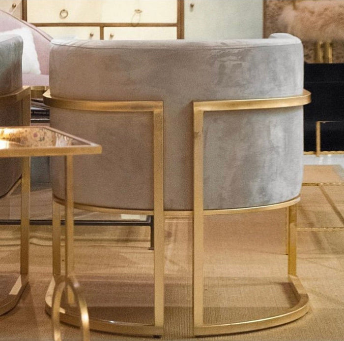 Julia Grey Velvet with Gold Leaf Frame Chair
