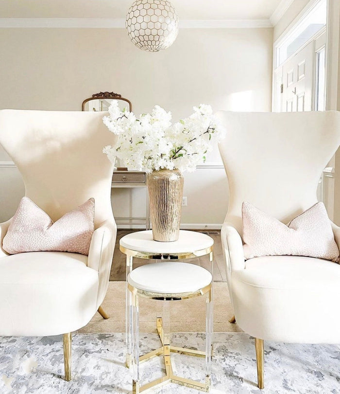 Versailles Cream Velvet Wingback Chair - Luxury Living Collection