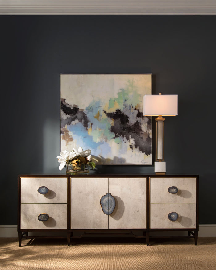Allison Coffee Bronze and White Alabaster Buffet Lamp - Luxury Living Collection