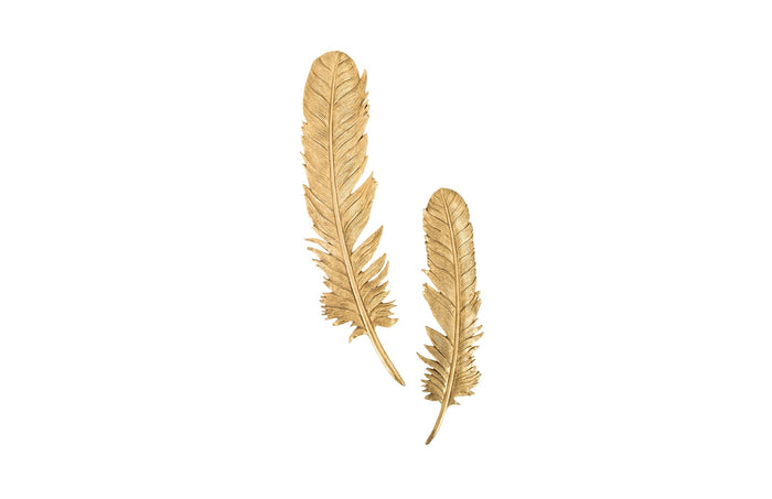 Gold Feather Wall Sculpture (Set of Two)