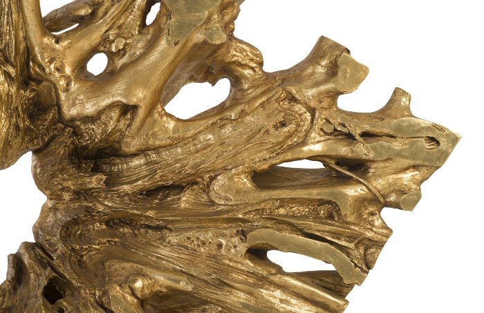 Gold Leaf Cast Teak Sculpture