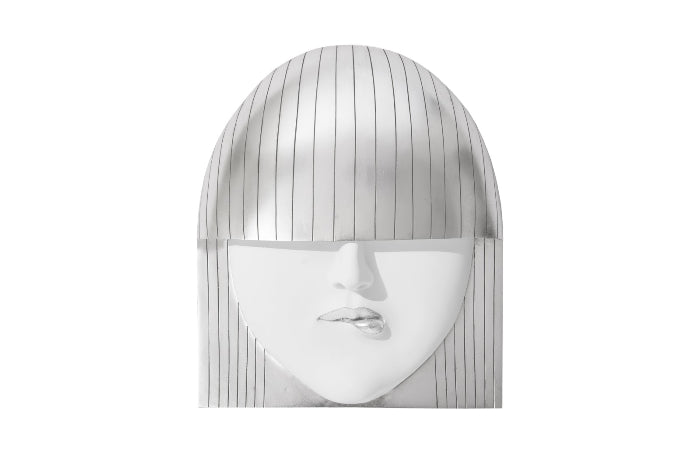 Silver Leaf Pouting Face Wall Sculpture