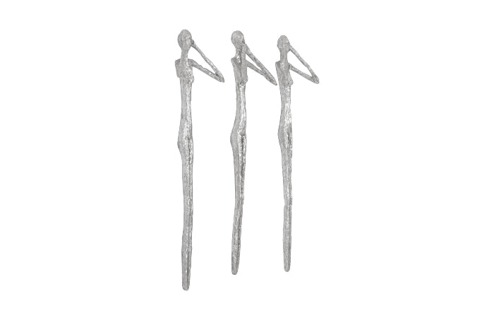 Silver Speak/See/Hear No Evil Wall Sculptures (Set of Three)