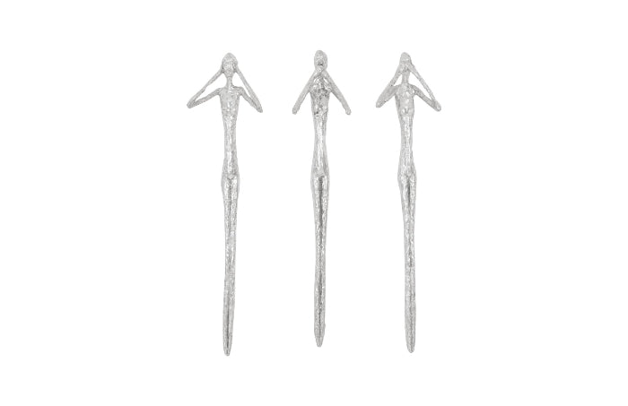 Silver Speak/See/Hear No Evil Wall Sculptures (Set of Three)