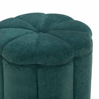 Petals Textured Peacock Performance Velvet Storage Ottoman
