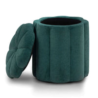 Petals Textured Peacock Performance Velvet Storage Ottoman
