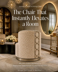 Rhumba Patterned Fabric & Burnished Silver Swivel Accent/Dining Chair