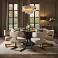 True Modern Off-White Velvet & Brass Dining Chair