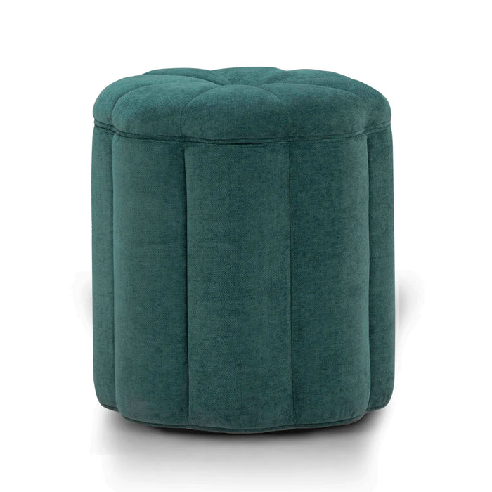 Petals Textured Peacock Performance Velvet Storage Ottoman