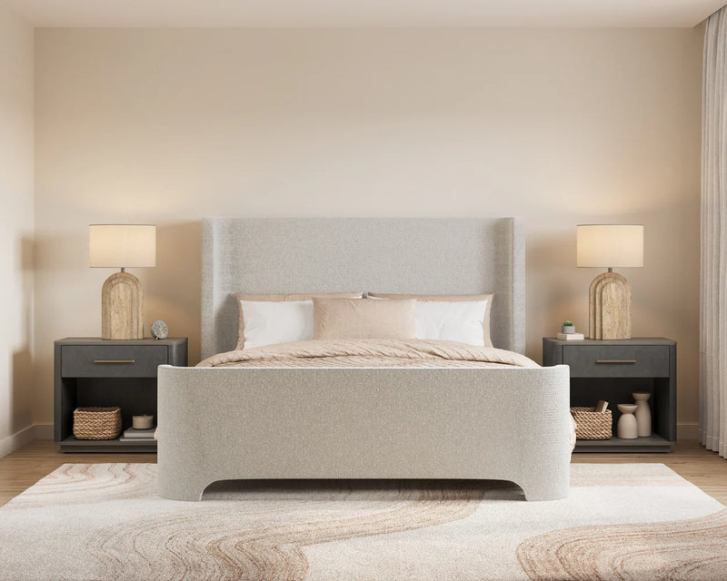 Ives White Boucle Bed