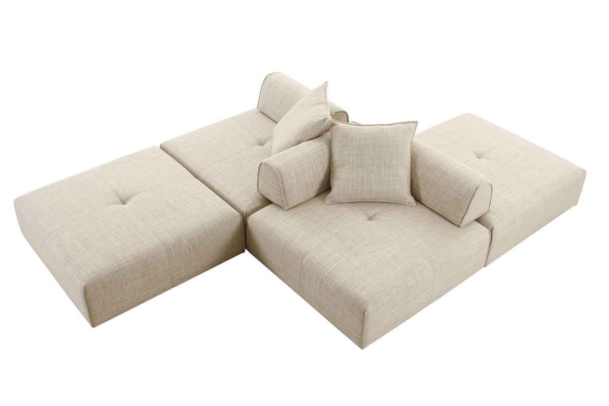 Montrose Beige Fabric 4 Seat Modular Sectional Sofa