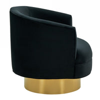 Bergen Modern Black Fabric with Brushed Gold Accent Chair