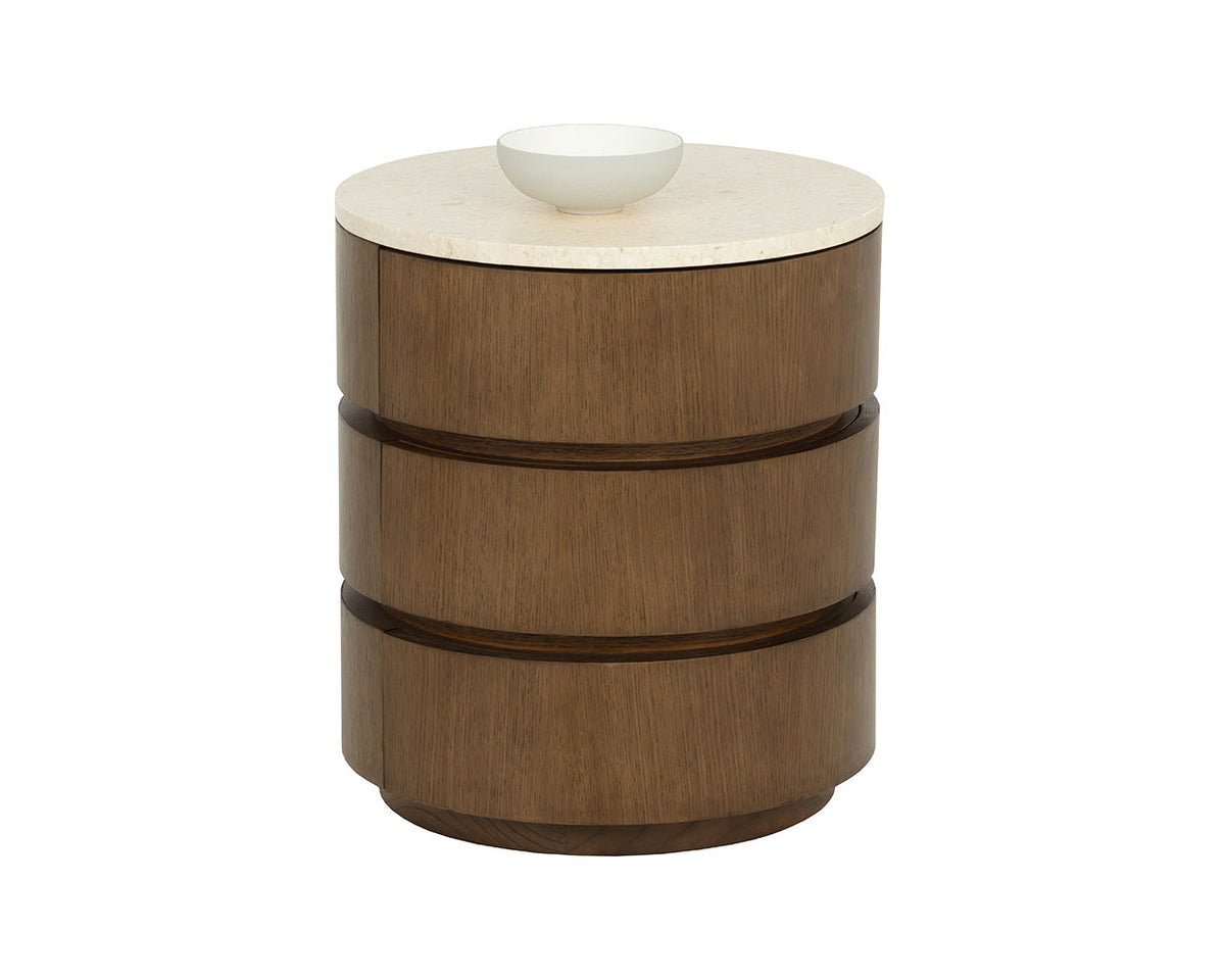 Caldora Oak Veneer & Marble Top Nightstand