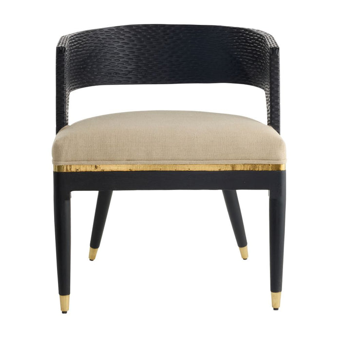 Swanson Natural Linen Black & Gold Dining Chair (Set of 2)