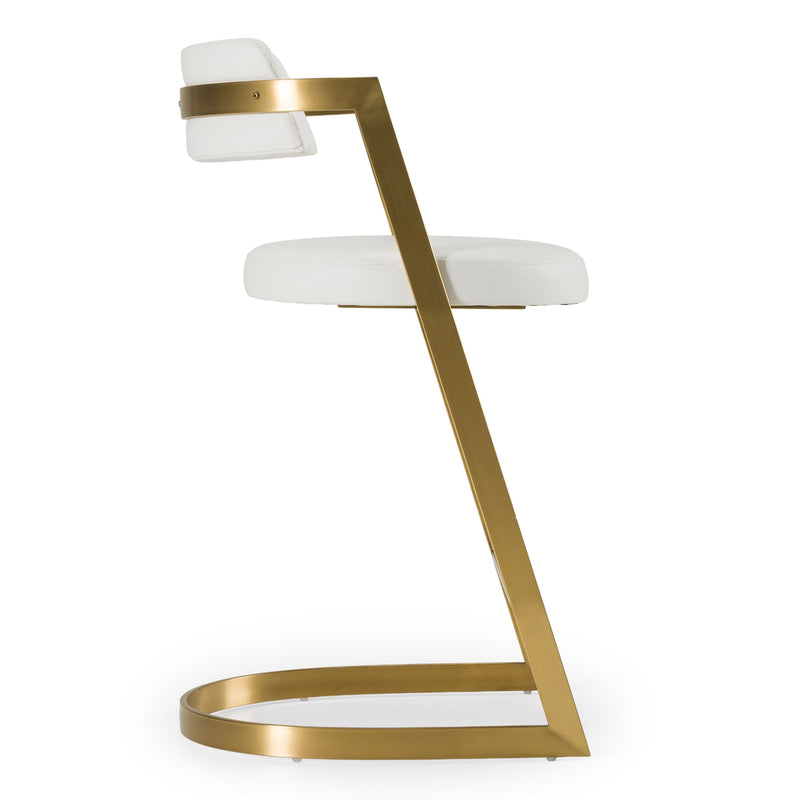 Diana White Leatherette & Gold Counter Stool