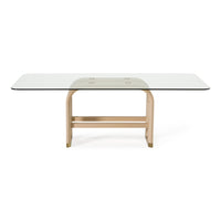 Violette Modern Glass/Natural Oak & Gold Dining Table