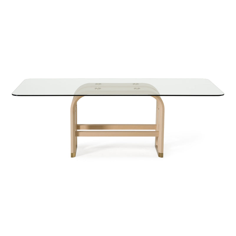 Violette Modern Glass/Natural Oak & Gold Dining Table