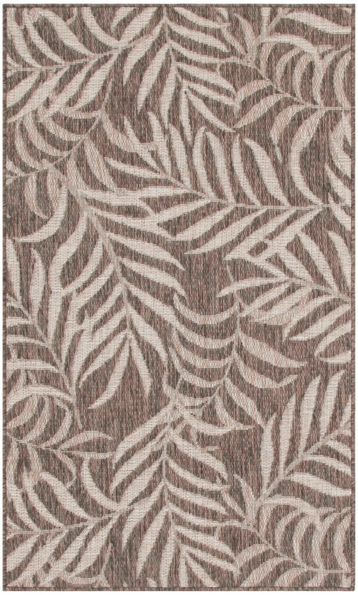 Annaleisa Indoor/Outdoor Mocha Leaves Area Rug - Elegance Collection