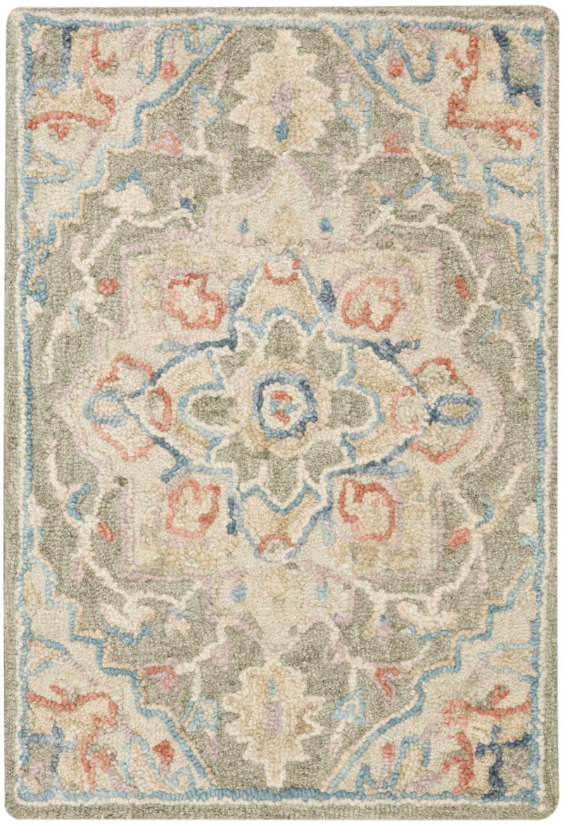 Goldie Green Ivory Wool Persian Style Area Rug
