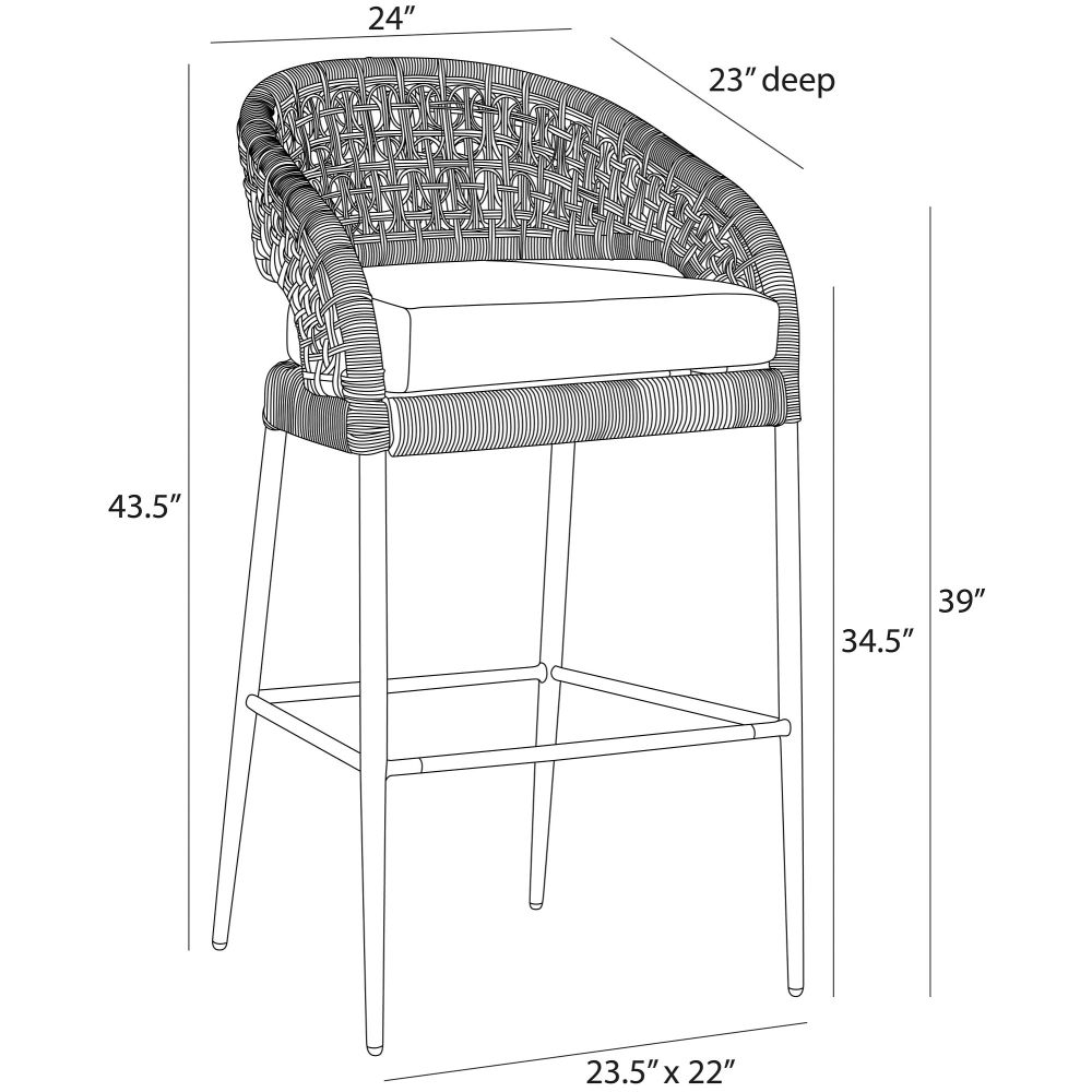 Juri Outdoor Charcoal Brown Bar Stool