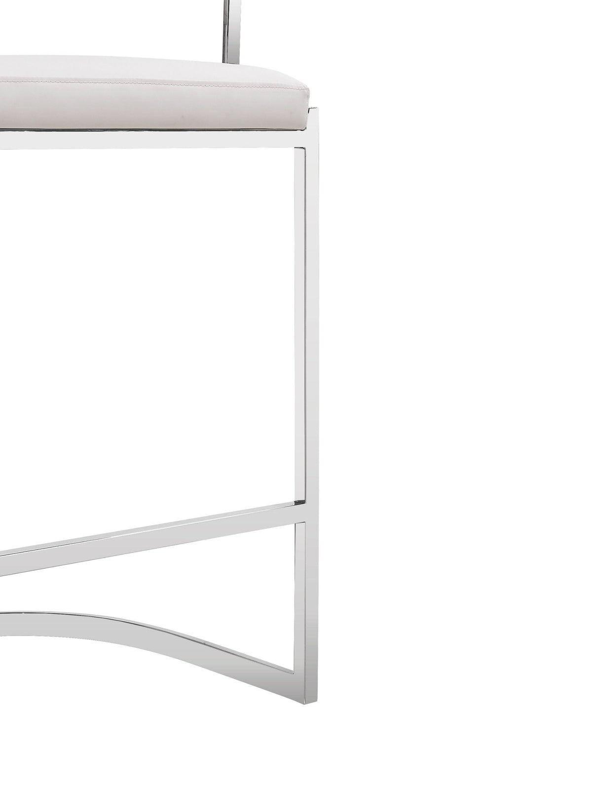 Clancy Modern White Vegan Leather + Stainless Steel Counter Chair