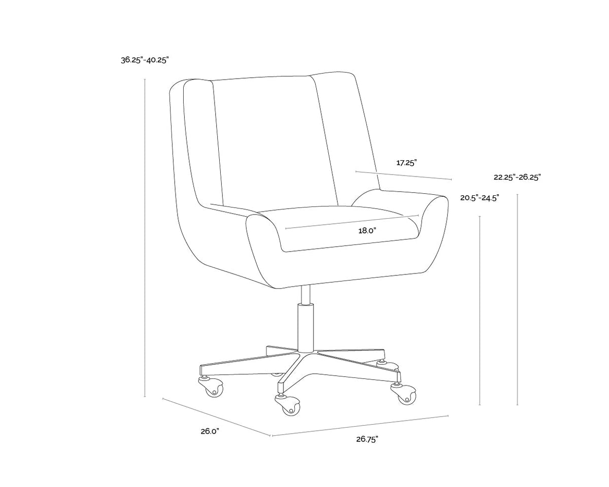 Mirian Alabaster Performance Fabric & Gold Desk Chair